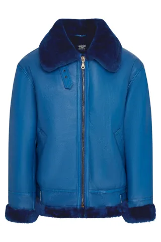 Herren Blaue B3 Bomber RAF Aviator Schaffelljacke – Wyndham