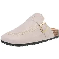 Ital-Design Damen Mules Freizeit Pantolette (88930351) Flach Pantoletten in Beige