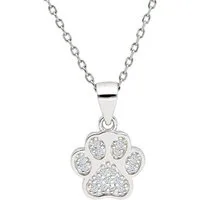 Goldene Hufeisen Kette mit Anhänger Pfote Silberkette mit Zirkonia I Liebe zu Tieren, 925 Sterling Silber (hypoallergen)