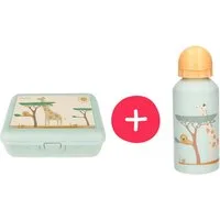 Sterntaler® Lunchbox Brotzeitdose & Trinkflasche Safari, Aluminium, Polyprophylen (PP), (2-tlg), mit Trinkflasche