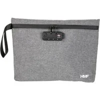 HMF Leckerlibeutel Geruchsdichte Tabaktasche mit TSA Zahlenschloss für Reisen, Größe L, Polyester, Grau