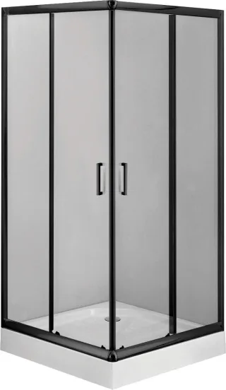 Neuesbad Set: Schwarz Quadratisch Duschkabine Transparent Glas + Duschwanne 80X80CM NB1DEKDDZN42K1