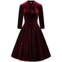 Hearts & Roses London A-Linien-Kleid Sylvie Velvet Swing Dress Vintage Samt Burgunder