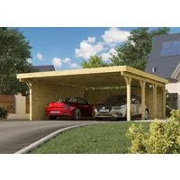 Karibu Doppelcarport »Classic 2« PVC-Dach Variante A kesseldruckimprägnert, BxT: 563x586 cm, 206 cm Einfahrtshöhe, aus Masivholz