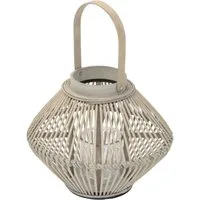 ECD Germany Kerzenlaterne Boho Bambus Laterne Windlicht Holzfarbe Gartenlaterne Kerzenhalter, Deko Laterne H: 42 cm mit Henkel & Glaseinsatz für Terrasse Wohnzimmer