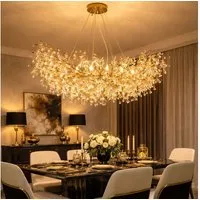 GLOBO LIGHTING Hängeleuchte, Leuchtmittel nicht inklusive, Kronleuchter Hängeleuchte Luster gold Glaskristalle amber L 100 cm
