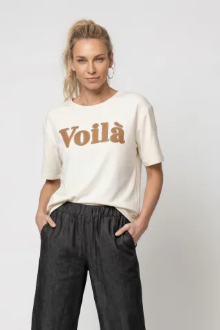 monari - T-Shirt mit Schriftzug antique white - Gr. - 38