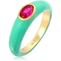 Elli Fingerring Zirkonia Oval Solitär Emaille 925 Silber