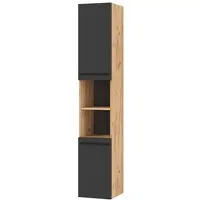 Planetmöbel Hochschrank LUX Hochschrank Gold Eiche / Anthrazit 30 cm