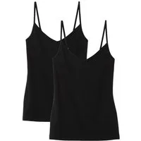 CALIDA Spaghettitop Benefit Women (2er Pack) V-Ausschnitt, Single Jersey Qualität, elastisch, bequem, Basic