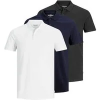 Jack & Jones Poloshirt (Set, 3-tlg) kurzarm, Slim Fit, Rippkragen, Piqué