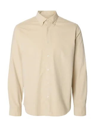 selected men - SLMREGCOLE DANNI CORD BD LS SHIRT NOOS Silver Birch - Gr. - M