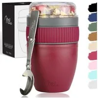 Milu Müslibox Milu Müslibecher To Go Kunststoff 400 ml, auslaufsicher, Müslimax Set