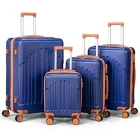 LALAHO Trolleyset Kofferset Hartschalenkoffer Trolley 360° Rollen, 4 Rollen, (4 tlg), Reisekoffer Set mit Handgepäck, Koffer & Trolleys, Dunkelblau