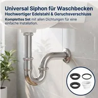 SURFOU Siphon Siphon Waschbecken Edelstahl 1 1/4 Zoll, Geruchsverschluss Rohr