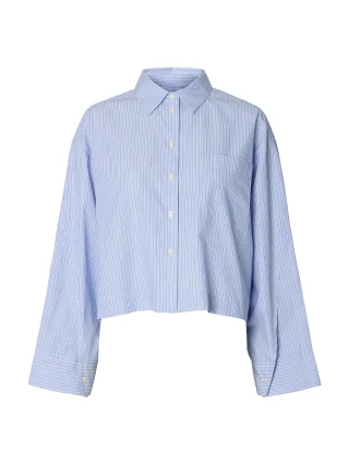 selected women - SLWDANNIE LS CROPPED BOXY SHIRT NOOS Dark Sapphire - Gr. - 34