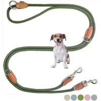Leisegrün Hundeleine Hundeleine für kleine Hunde, 4-fach verstellbar mit 2 Karabiner, 3 m, Nylon