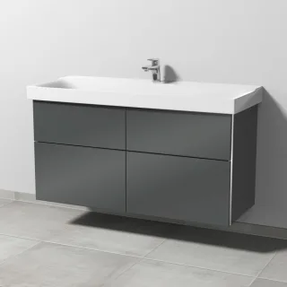 Sanipa 3way Waschtischunterbau zu Geberit Xeno2 Waschtisch mit 4 Auszügen, Anthrazit-Glanz BS66479