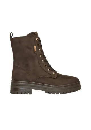 s.Oliver Red Label - Schnürstiefel in Velours-Optik braun - Gr. - 36