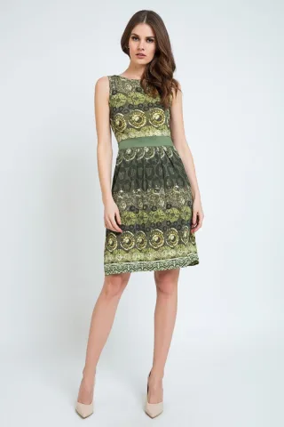 Ärmelloses A-Linien Druckkleid Jersey