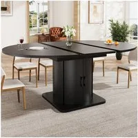 KLAM HOME Esstisch Ausziehbarer Esstisch rund oval wandelbar bis sechs Personen Schwarz (Multifunktionaler Küchentisch praktische Schubladen modernes Design), Platzsparender Esszimmertisch flexible Nutzformen für jeden Haushalt