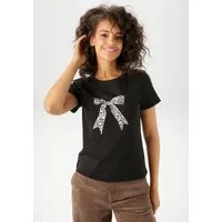 Aniston CASUAL T-Shirt mit Schleife im Leo-Dessin bedruckt