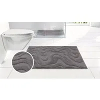 OTTO home Badematte Wave, Badvorleger, Badezimmer Teppich, Höhe 10 mm, rutschhemmend beschichtet, schnell trocknend, fußbodenheizungsgeeignet, Polyester, rechteckig, Hoch-Tief-Effekt, modernes Muster, Welle, Badteppich, Duschvorleger