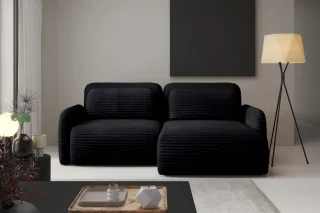 Ecksofa Schlafsofa Sofa SIMONE in Stoff Ambience Schwarz Ottomane Rechts