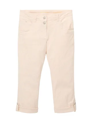 Tom Tailor - 3/4 Hose mit Teilungsnaht fawn beige offwhite stripe - Gr. - 36