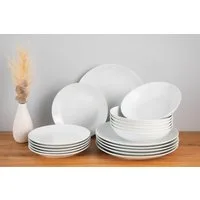 OTTO home Tafelservice Alff (18-tlg), 6 Personen, Porzellan, Teller Set, Geschirr-Set, harmonische, trendige Coupeform
