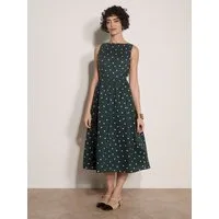 Apricot Midikleid Kleid mit Polka-Dot-Muster mit Schlüssellochausschnitt am Rücken