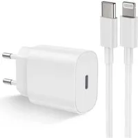 Firelia Ladegerät 20W inkl. Ladekabel Lightning Smartphone-Ladegerät (Netzteil, Schnellladegerät, Für iPhone und iPad, Weiß)
