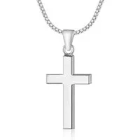 NAHLE Kette mit Anhänger Kreuz Silberkette Kreuz Kette (inkl. Schmuckbox), 925 Silber / rhodiniert