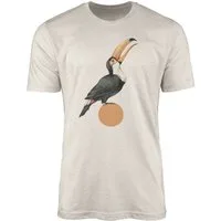 Sinus Art T-Shirt Herren Shirt Organic T-Shirt Aquarell Motiv Tukan Vogel Bio-Baumwolle Ökomode Nachhaltig Farbe (1-tlg)
