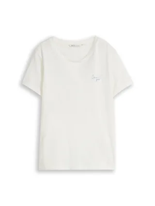 Denim Tom Tailor - T-Shirt mit Stickerei off white - Gr. - XL