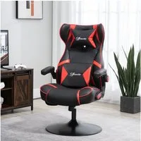 Vinsetto Schreibtischstuhl höhenverstellbarer Gaming Stuhl mit Wippfunktion (Bürostuhl, 1 St), Kunstleder Rot+Schwarz 69 x 73 x 112-118 cm