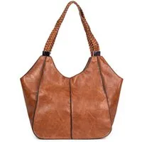 ITALYSHOP24 Schultertasche Damen XXL FLECHTOPTIK Hand-Tasche Shopper Businesstasche Workbag, Tote Bag Reisetasche Henkeltasche Beuteltasche Hobo Bag Weekender