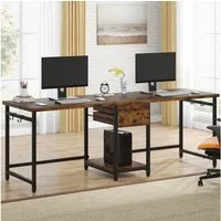 Tribesigns Doppelschreibtisch 200 cm Extra Langer Schreibtisch, Doppelschreibtisch mit 2 Schubladen