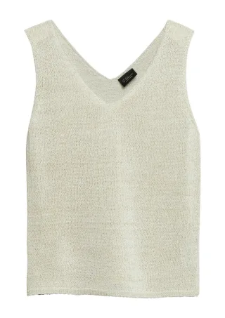 s.Oliver BLACK LABEL - Strickpullunder mit V-Neck weiß - Gr. - 46