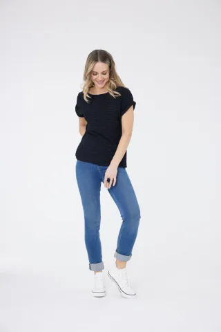 Maya Texturiertes T-Shirt - Schwarz