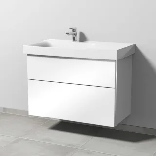 Sanipa 3way Waschtischunterbau zu Geberit Xeno2 Waschtisch mit 2 Auszügen, Weiß-Glanz BS66278