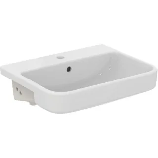Ideal Standard i.life B Halbeinbau-Waschtisch T461101 mit Hahnloch und Überlauf, 55 x 44 x 17cm, weiß