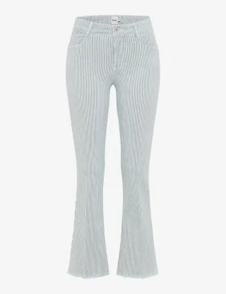 BRAX - Bootcut-Hose in 7/8-Länge mit Streifenmuster blau - Gr. - 36