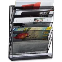 relaxdays Zeitungsständer Zeitschriftenhalter Wand, schwarz