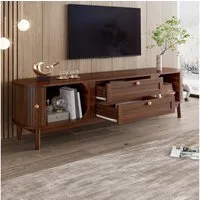 REDOM TV-Schrank in Nussbaum-Optik mit Lamellentüren (Packung, 1-St., 170x46x39,5 cm, mit Schubladen, 2 Schiebetüren & Stauraum) Stabil auf Holzbeinen für das Wohnzimmer