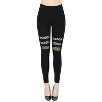 dy_mode Highwaist Leggings Damen Leggings Schwarz im Cut Out Style Fitnessleggings mit Löcher mit elastischem Bund