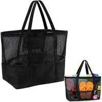 MOPUEA XL-Strandtasche Große Kapazität Strandspielzeug Mesh Bag, Portable Beach Mesh Bag (Geeignet für Pool,Strand, Urlaub, Reise,Fitnessstudio, 1-tlg., Strandtasche Netztasche für Sandspielzeug), mit Taschen,Sandspielzeug Faltbare Handtaschen