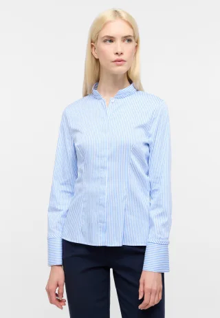 ETERNA - Bluse Satingewebe Langarm blau - Gr. - 34/Langarm
