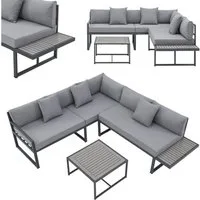 Juskys Gartenlounge-Set St. Tropez, (4-tlg), Gartenmöbel Lounge für 4 Personen, Set mit Ecksofa, Tisch & Kissen
