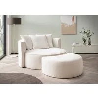 LeGer Home by Lena Gercke XXL-Sessel ISALIE, Rundsessel mit Hocker, Lesesessel, Loveseat, Big-Sessel (Set), trendige Stoffe, 3 Zierkissen, große Sitzfläche, Cord, Samt, Bouclé